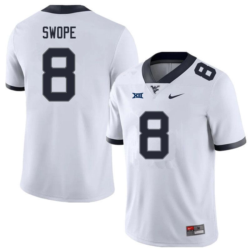 Men #8 Ronan Swope West Virginia Mountaineers College Football Jerseys Sale-White - Click Image to Close